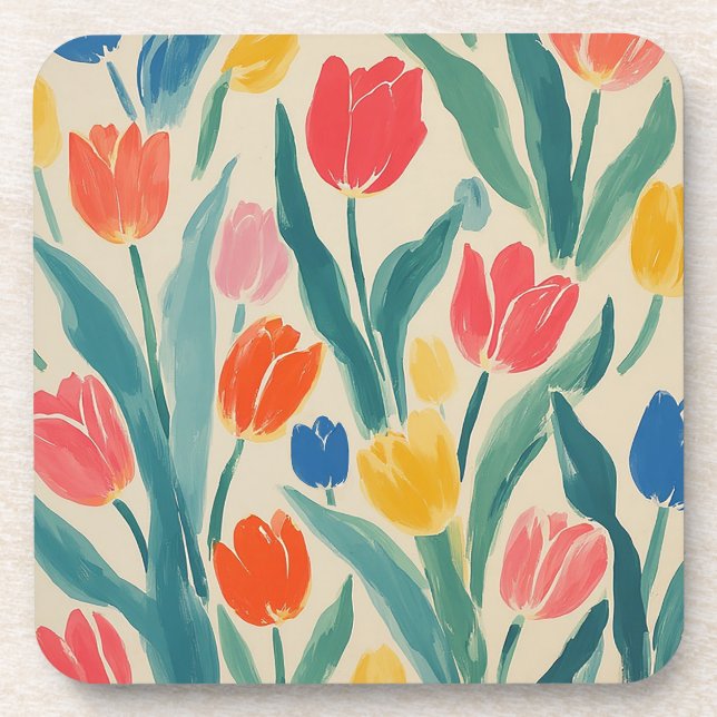 Porta-copo Radiância da Primavera das Tulipas (Frente)