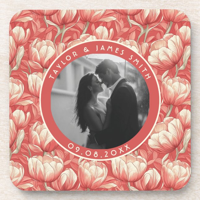 Porta-copo Radiant Tulip Garden Vineyard Wedding (Frente)