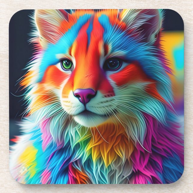 Porta-copo Rainbow Colour Furry Cat-68587 (Frente)