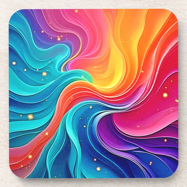 Porta-copo Rainbow Energy Swirl: Vibrant Flow Art (Frente)