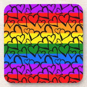 Porta-copo Rainbow Heart Pattern