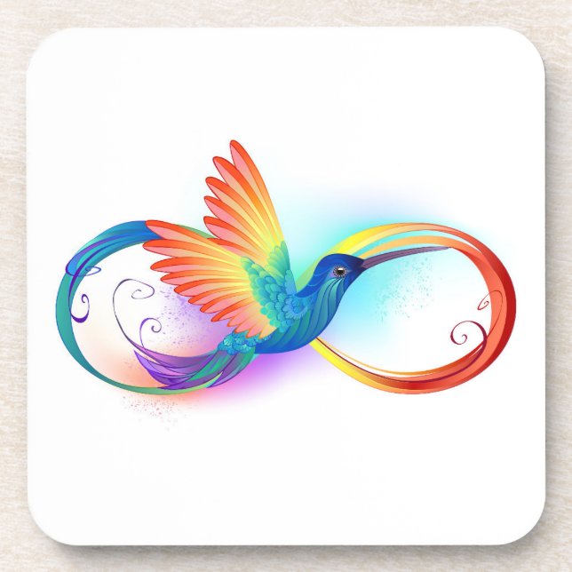Porta-copo Rainbow Hummingbird with Infinity symbol (Frente)