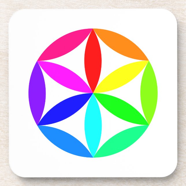 Porta-copo Rainbow Kaleidoscope Hard plastic coaster (Frente)