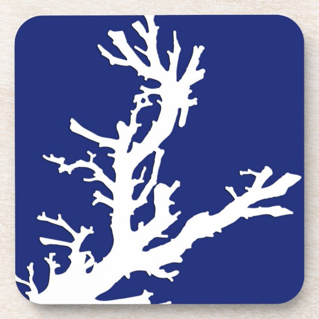Porta-copo Ramal coral - marinho azul e branco (Frente)