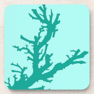 Porta-copo Ramo de coral - turquesa e aqua