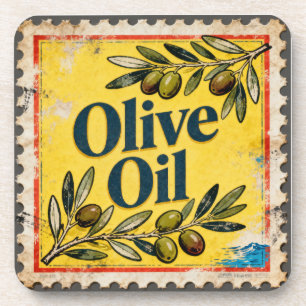 Porta-copo Ramo de Oliveira Verde Selo Amarelo Vintage Amalfi
