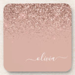 Porta-copo Rapariga do Monograma de Script Brilhante Cor-de-r<br><div class="desc">Portas copos de papel do Monograma do Script de Leitura Cor-de-rosa-claro-Blush Dourado do rosa. Isso faz a formatura perfeita,  aniversário,  casamento,  chá de panela,  aniversário,  chá de fraldas ou presente de festa de solteira para alguém que ama luxo de vidro e estilos quíticos.</div>