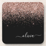 Porta-copo Rapariga do Monograma de Script Brilhante Cor-de-r<br><div class="desc">Portas copos de papel com o nome do script Glitter preto e Rosa Dourado Blush Cor-de-rosa-claro. Isso faz a formatura perfeita,  aniversário,  casamento,  chá de panela,  aniversário,  chá de fraldas ou presente de festa de solteira para alguém que ama luxo de vidro e estilos quíticos.</div>