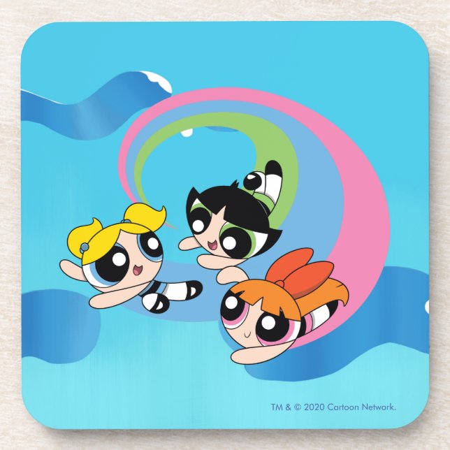 Porta-copo Raparigas Powerpuff Voam Através Do Céu (Frente)
