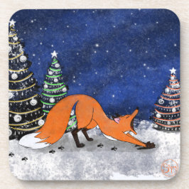 Porta-copo Raposa de bocejo numa Noite de inverno.