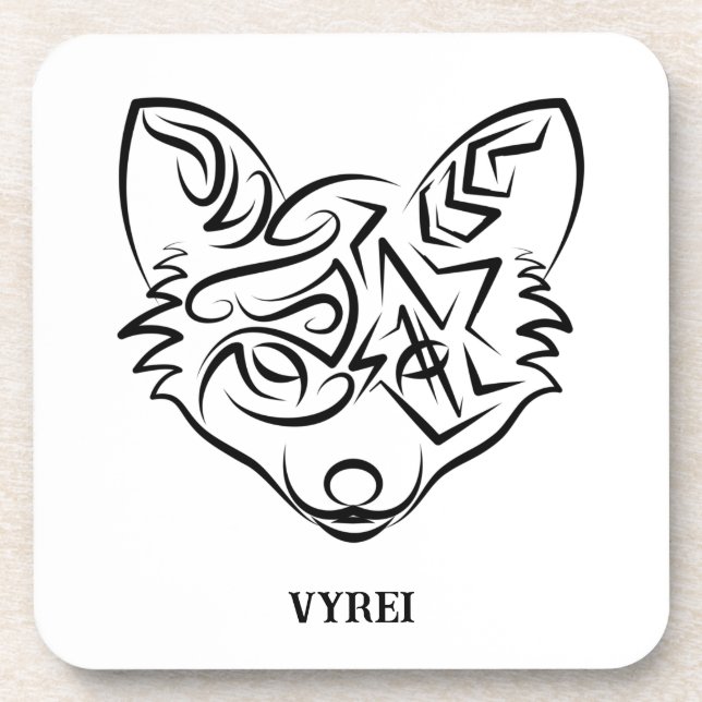 Porta-copo Raposa Tribal Negra (Frente)