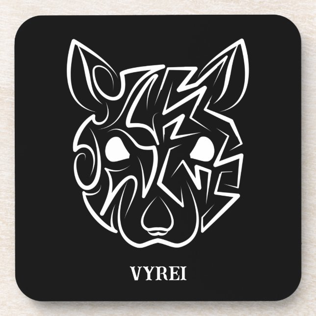 Porta-copo Rato Tribal Negro e Branco (Frente)