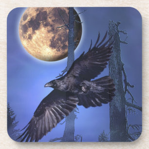 Porta-copo Raven e Moon Fantasy Art Coasters