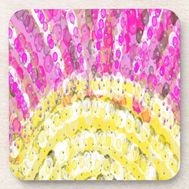 Porta-copo Ray of Sunshine em Amarelo e Fúchsia (Frente)