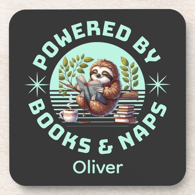 Porta-copo Reader Sloth. Unique Gift for Book Lover (Frente)