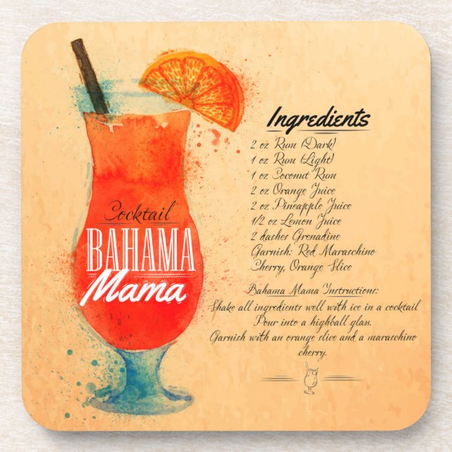 Porta-copo Receita de Bahama Mama (Frente)