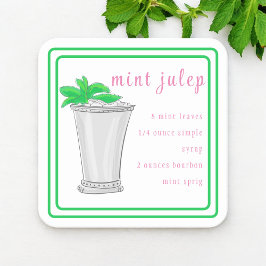 Porta-copo Receita de Bar de Derby Mint Julep com Borda Verde