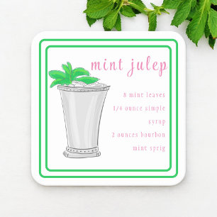 Porta-copo Receita de Bar de Mint Julep do Derby com Borda Ve
