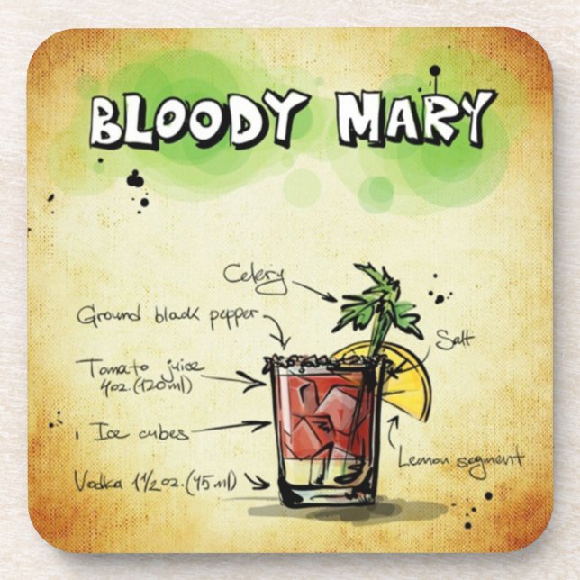 Porta-copo Receita de Bebida Bloody Mary Bartender (Frente)