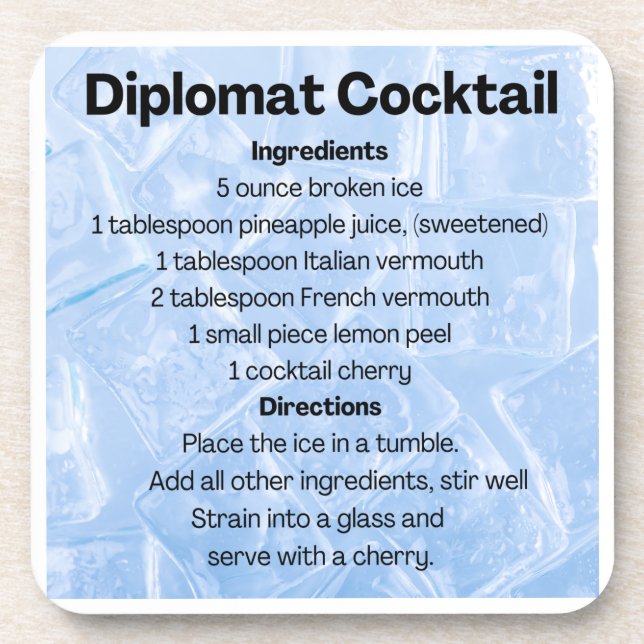 Porta-copo Receita de Cocktail Diplomat (Frente)