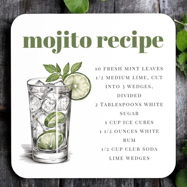 Porta-copo Receita de Mojito Verde (Criador carregado)