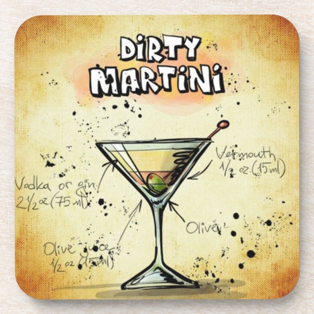 Porta-copo Receita Dirty Martini Barman (Frente)