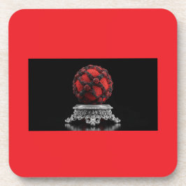 Porta-copo Red And Black Mandelbrot Sphere On Silver Pedestal