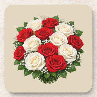 Porta-copo Red and white roses