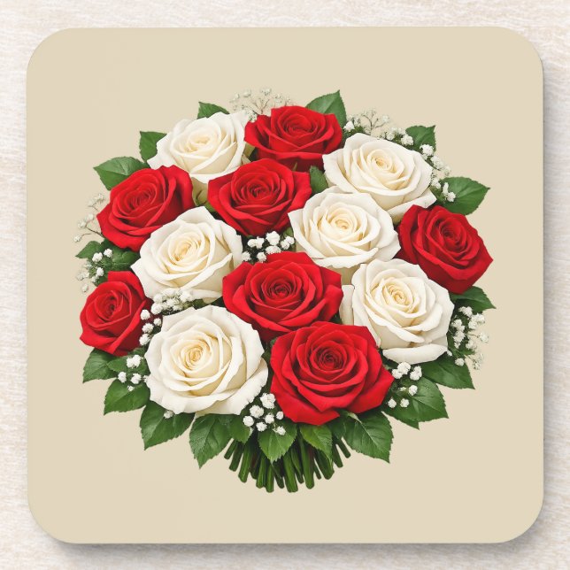 Porta-copo Red and white roses (Frente)