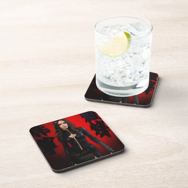 Porta-copo Red Black hard plastic coasters (Lado Direito)