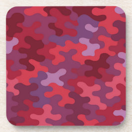 Porta-copo Red Burgundy Camo Plastic Coaster Set