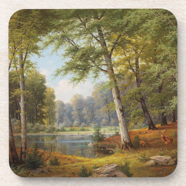 Porta-copo Red Deer by the Forest Pond (Frente)