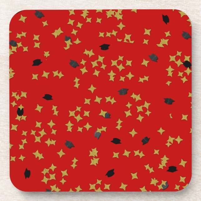 Porta-copo Red Graduation Confetti (Frente)
