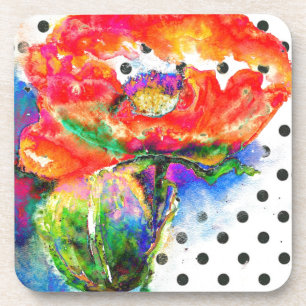 Porta-copo Red Poppy - preto e branco - pontos de polca