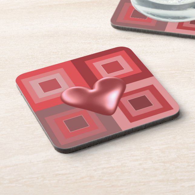 Porta-copo Red Puffy Heart Design (Left Side)