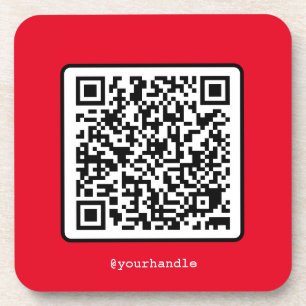 Porta-copo Red QR Code Social Media Custom Simple Modern