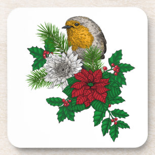 Porta-copo Red robin sobre decoração de Natal