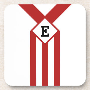 Porta-copo Red Stripes e Chevrons com Monograma em Branco