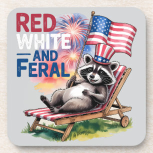 Porta-copo Red White E Feral Raccoon