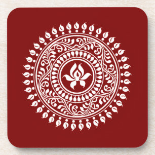 Porta-copo Red & White Festivo Rangoli