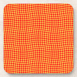 Porta-copo Red Yellow Plaid Checker Seamless Pattern