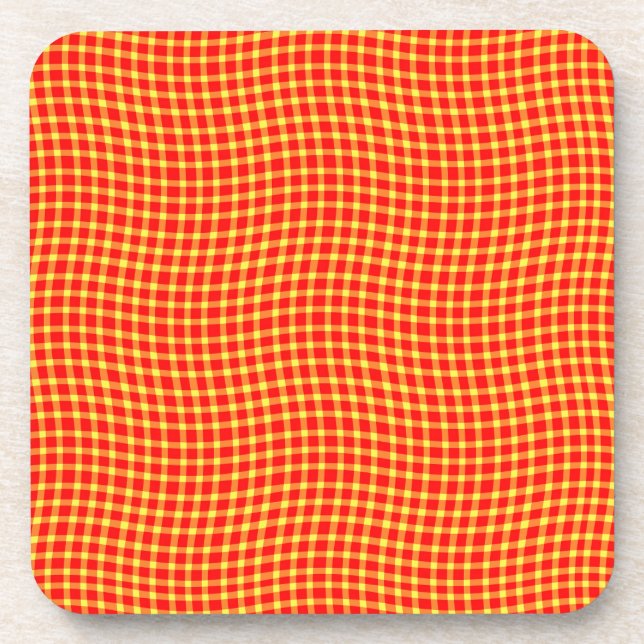 Porta-copo Red Yellow Plaid Checker Seamless Pattern (Frente)
