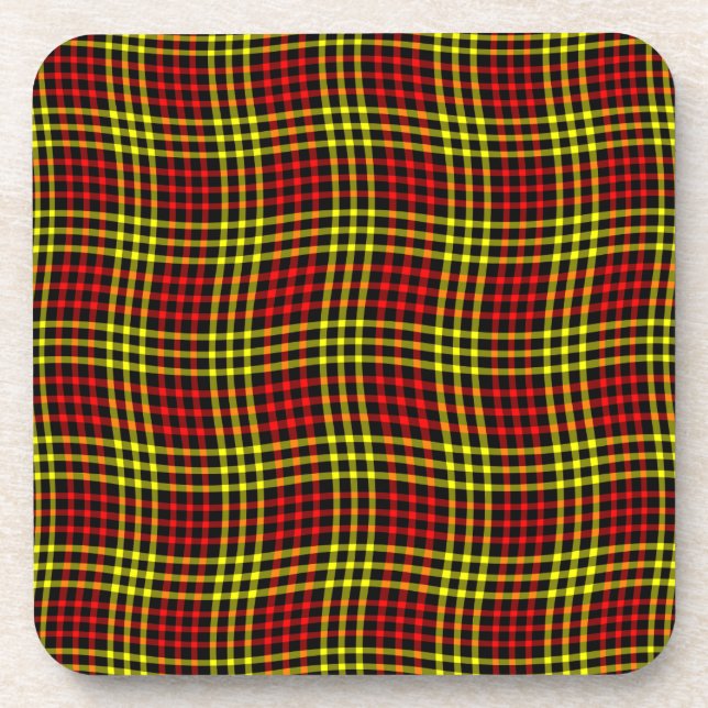 Porta-copo Red Yellow Plaid Checker Seamless Pattern (Frente)