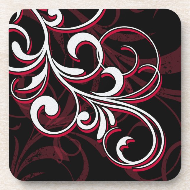 Porta-copo Redemoinhos Vermelhos e Brancos (Frente)