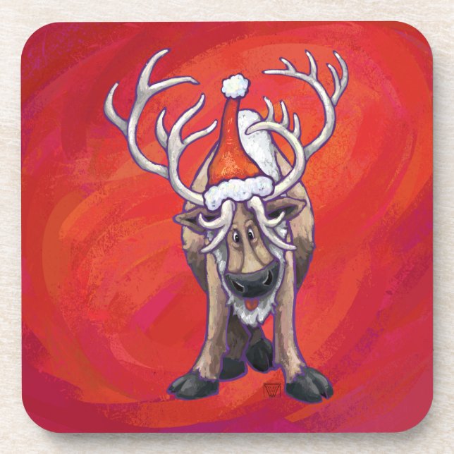 Porta-copo Reindeer Christmas On Green (Frente)