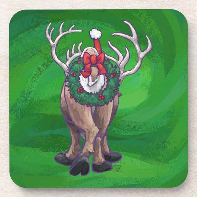 Porta-copo Reindeer Christmas On Green (Frente)