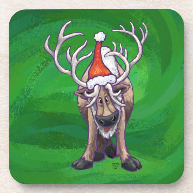 Porta-copo Reindeer Christmas On Green (Frente)