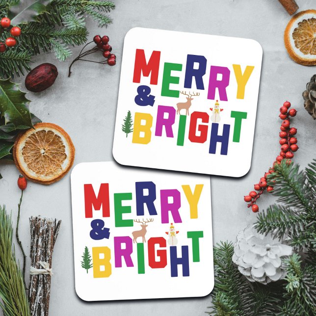 Porta-copo Reindeer feliz e pinheiro brilhante Snowman (Criador carregado)