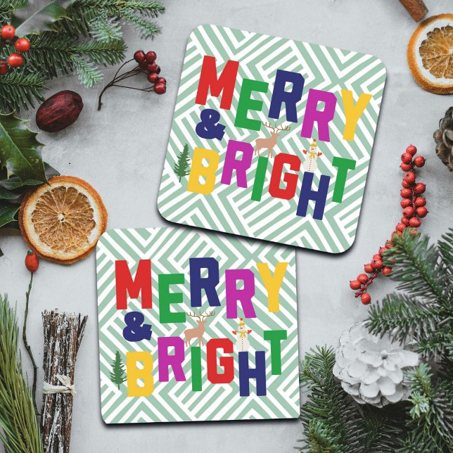 Porta-copo Reindeer feliz e pinheiro brilhante Snowman (Criador carregado)