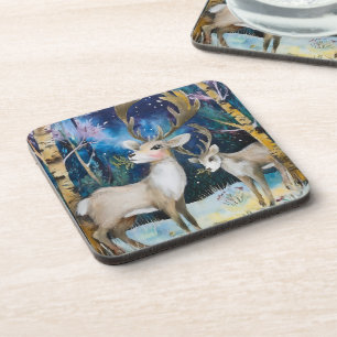Porta-copo Reindeer na pintura florestal